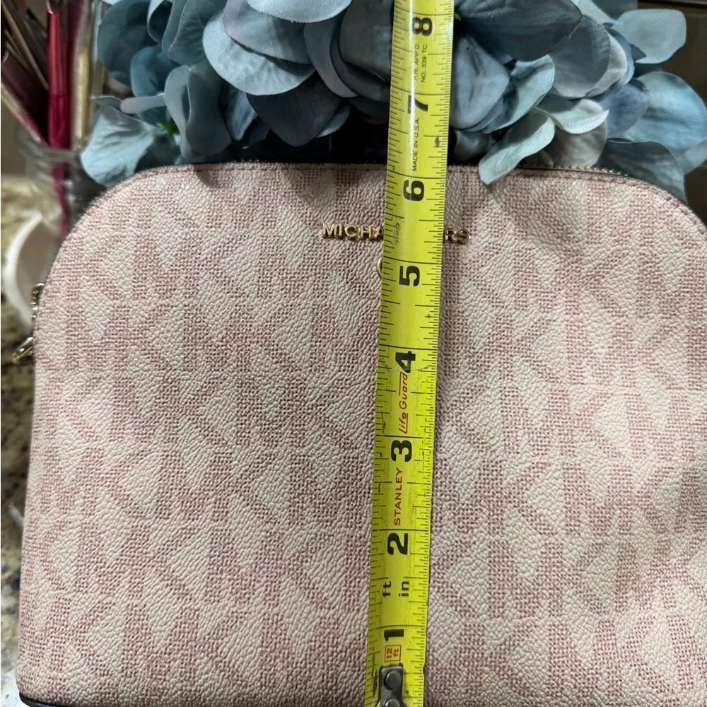 Michael Kors Blush MK Signature Dome Crossbody with Gold Hardware